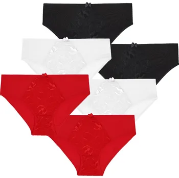 Dámské oblečení 6 x Kalhotky Dámské bavlněné bikiny Krajkové Elegantní MORAJ XL