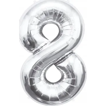 Balón Číslice Číslice 8 Narozeniny Stříbrný 85 cm
