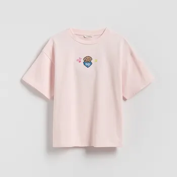 Dívčí tričko Reserved - GIRLS` T-SHIRT - pastelově růžová - 507FT-03X - 507FT-03X-122