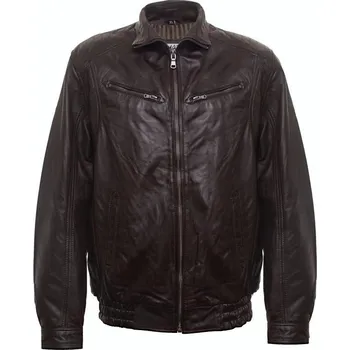 Pánská větrovka MAX Pánská kožená bunda BADAR tmavě hnědá