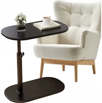 Konferenční stolek SKIMM kovový stolek černý – oválný, s minimalistickým designem, nastavitelná výška 49-76 cm