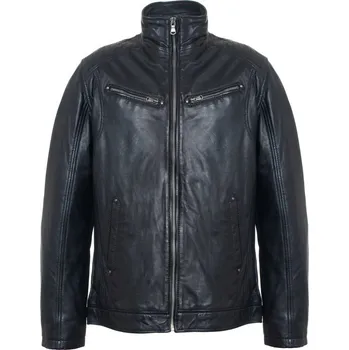 Pánská větrovka MAX Pánská kožená bunda ZADAR černá