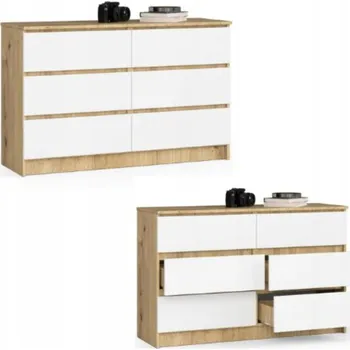 Komoda Komoda Akord K 120 x 40 x 77 cm bílá, dub artisan matný