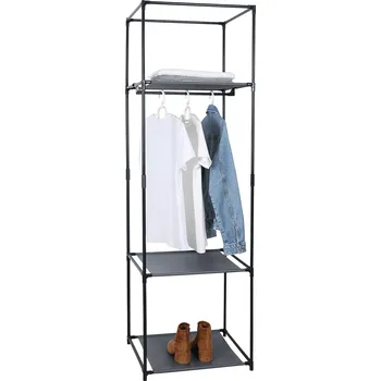regál Šatníkový regál, kov / látka, černá, ALBUS