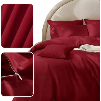 Povlečení POVLEČENÍ BAVLNA SATÉNOVÁ 160 x 200 CM + 2 POVLEČENÍ 70 x 80 KOMPLET BORDOVÁ