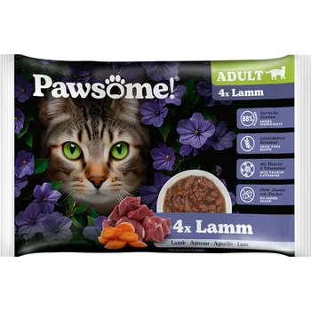 Krmivo pro kočku 4x85g Pawsome Adult Cat s jehňečím vlhké krmivo pro kočky