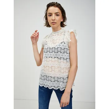 Dámská halenka Krémová dámská krajková halenka JDY Blond - Dámské Jacqueline de Yong šedá 2059236