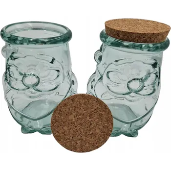 Sklenice VÁNOČNÍ DÓZA SKLENĚNÁ ZAVAŘOVACÍ SKLENICE Z RECYKLOVANÉHO SKLA, MIKULÁŠ, KORKOVÁ ZÁTKA ECO