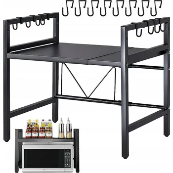 Obývací pokoj STOLEK / REGÁL PRO MIKROVLNNOU TROUBU, 2-PATROVÝ S 8 HÁČKY