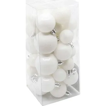 Vánoční ozdoba UH Set plastových koulí lesk/mat 40ks bílé