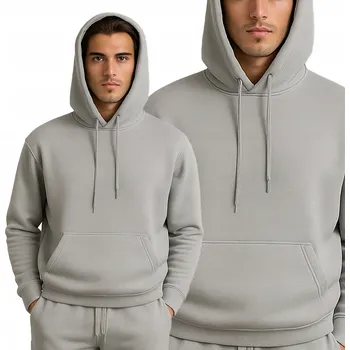 Pánská mikina Klasická Pánská Mikina Přes Hlavu s kapucí Velká Kapsa Šedá L