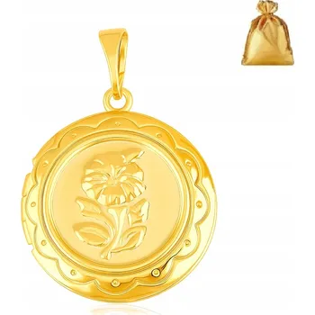 Přívěsek POZLACENÝ OCEL . KULATÝ SEKRETÁŘSKÁ KRABIČKA, RŮŽOVÁ KRABIČKA