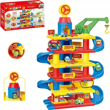 autodráha VELKÁ GARÁŽ PARKOVIŠTĚ CITY 84CM AUTÍČKA 6 PATRO COIL