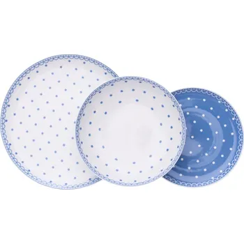 Talíř Thun 1794 Tom, talířová sada, modré puntíky, karlovarský porcelán, Thun, 18 d.