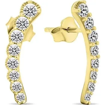 Náušnice Brilio Silver Dlouhé pozlacené náušnice se zirkony EA468Y