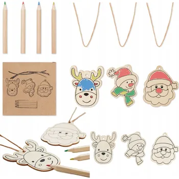 kreativní sada Ozdoby na stromeček k vymalování, sada s pastelkami