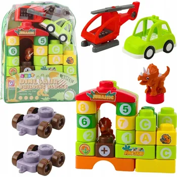 ostatní stavebnice STAVEBNICE BLOKY DINOSAUŘI VZDĚLÁVACÍ PÍSMENÁ ČÍSLA VELKÁ 49 DÍLŮ