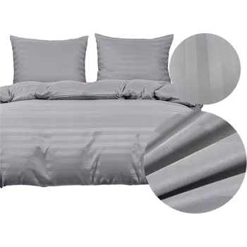 Povlečení SADA POVLEČENÍ HOTELOVÁ DAMAŠEK V PASE 160x200 POVLEČENÍ 70x80 ŠEDÁ