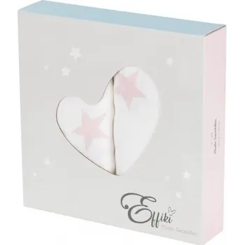 Prostěradlo Effiki Mušelínové zavinovačky Hvězdičky Růžová 2 ks sada 115 x 115 cm