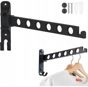 Věšák SKLÁDACÍ VĚŠÁK NA OBLEČENÍ NA ZEĎ, TYČ 31 cm