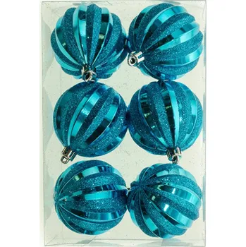 Vánoční ozdoba UH Set 6 koulí modré vroubkované - 6cm