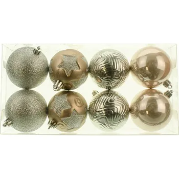 Vánoční ozdoba UH Set 8 koulí, pastelová/antracit - 6cm