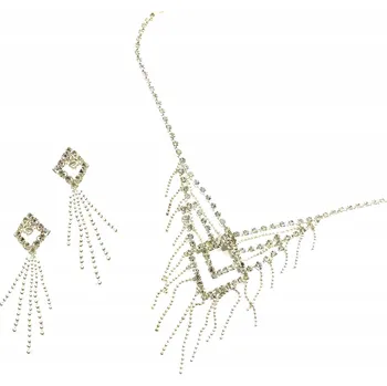 Souprava šperků Stříbrná sada šperků NÁHRDELNÍK NÁUŠNICE se zirkony na SVATBA SVATEBNÍ HOSTINA