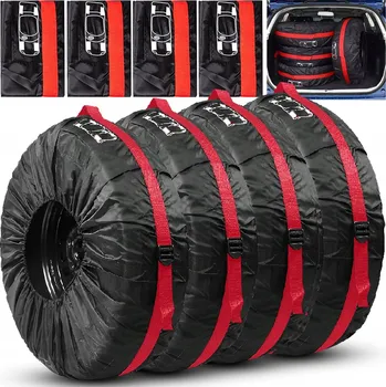 Uskladnění pneumatiky Obal na pneumatiky 17 palců, černo-červený, 4 ks