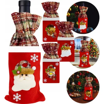 Vánoční dekorace VÁNOČNÍ OBAL NA VÍNO LÁHEV POUZDRO VÁNOČNÍ OBLEČEK