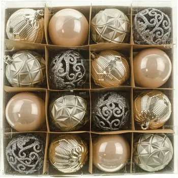 Vánoční ozdoba UH Set 16 koulí, pastelová/antracit - 6cm