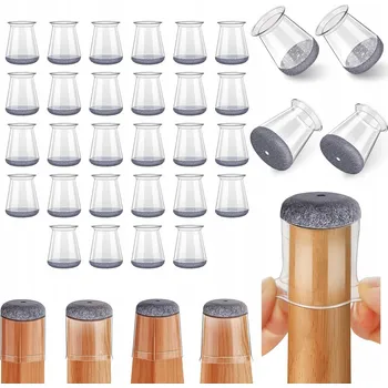 Podložka pod nábytek 32x Ochranné návleky na nohy židle o průměru 13-23 mm s filcovou podložkou