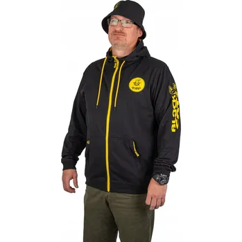 Pánská mikina MIKINA S KAPUCÍ BLACK CAT ČERNÁ MIKINA NA ZIP - S