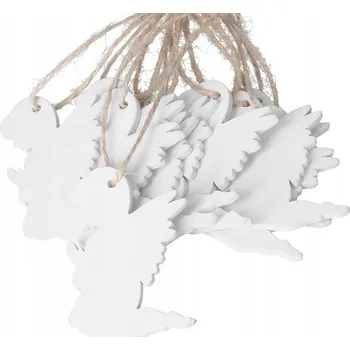 Vánoční dekorace DŘEVĚNÉ VÁNOČNÍ BAŇKY NA VÁNOČNÍ STROMEČEK ANDÍLCI VÁNOČNÍ OZDOBA 10 KS