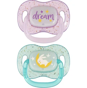 dudlíky Canpol babies Dudlík svítící silikonový symetrický NIGHTGLOW 0-6m (2ks) - holka