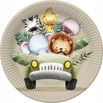 Talíř Papírové talíře Safari Zvířátka, 23 cm, 8 ks