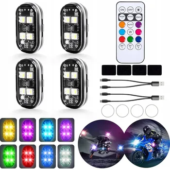 Lampička 4ks Bezdrátová LED Stroboskopická Lampa Silná 8 Barev. USB s Dálkovým Ovládáním