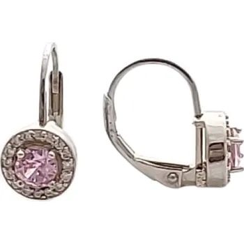 Náušnice Stříbrné náušnice se zirkonem růžové barvy