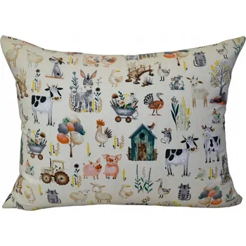 Povlak na dekorativní polštářek Povlak 50x70 Dětský Bavlněný Farma Retro Oboustranný