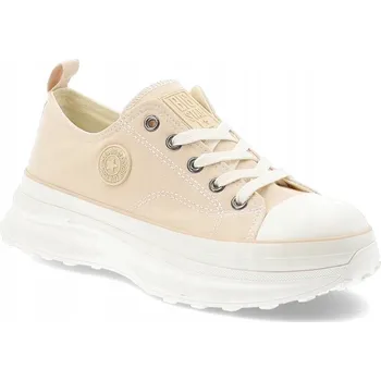 Dámské tenisky DÁMSKÉ TENISKY NA MASIVNÍ PODRÁŽCE MÓDNÍ BIG STAR NN274127 BÉŽOVÉ 37