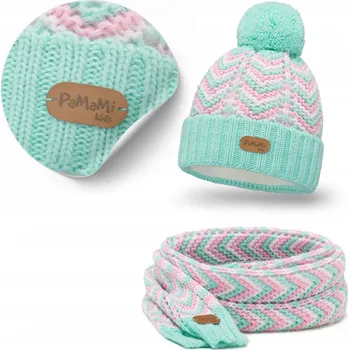 Čepice Zimní Set pro Dívky: Zateplená Čepice s Bambulí a Šála