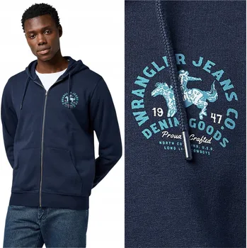 Pánská mikina Pánská Mikina s kapucí WRANGLER GRAPHIC ZIP HOODIE M