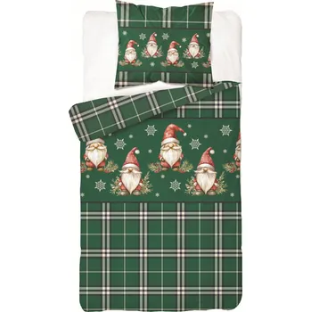 Povlečení Flanelové Povlečení VÁNOČNÍ SKŘÍŠEK, TRPASLÍK, MIKÚS, SNĚHOVÉ VLOČKY 140x200