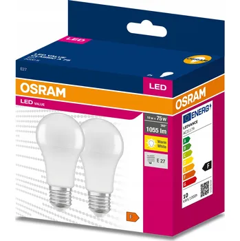 Žárovka 2x LED žárovka E27 A60 10W (ekvivalent 75W) 1055lm 3000K OSRAM