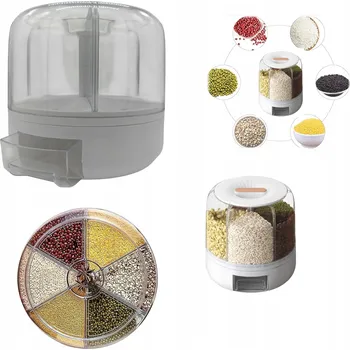 Dóza na potraviny NÁDOBA NA POTRAVINY ROTAČNÍ 360 NA RÝŽI KAŠI OGRANIZER DO KUCHYNĚ MALÝ