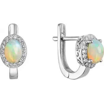 Náušnice Stříbrné náušnice luxusní s pravým opálem bílé 11490.3 opál