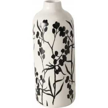 Váza KERAMICKÁ VÁZA RUČNĚ MALOVANÁ 18 CM PRŮMĚR 7,5 CM BÍLÁ