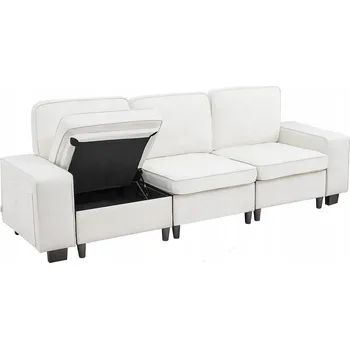 Pohovka VEVOR Pohovka 254 cm Rozkládací s Úložným Prostorem Bílá