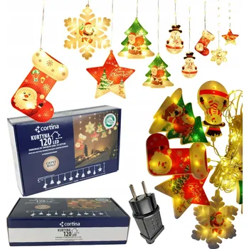 Vánoční dekorace VÁNOČNÍ OSVĚTLENÍ NA STROMEČEK ZÁCLONA Mikuláš SNĚHOVÁ VLOČKA LED VÁNOČNÍ STROMEK NA OKNO GIRLANDA