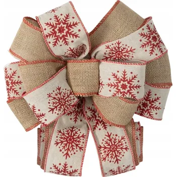 Vánoční ozdoba Vánoční ozdoba Mašle 446 28x20x50 béžová červená v eko stylu