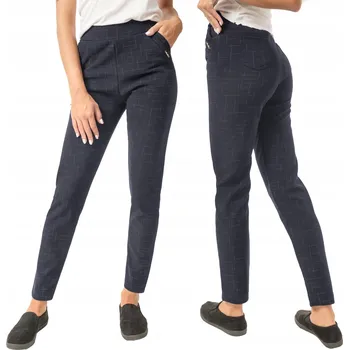 Dámské kalhoty MEGI elegantní dámské kalhoty cigaretového střihu dlouhé modré velikost 5XL